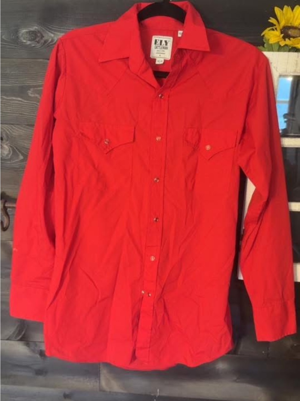 Ely Cattleman Men's Bright Red Western Button-Down Shirt